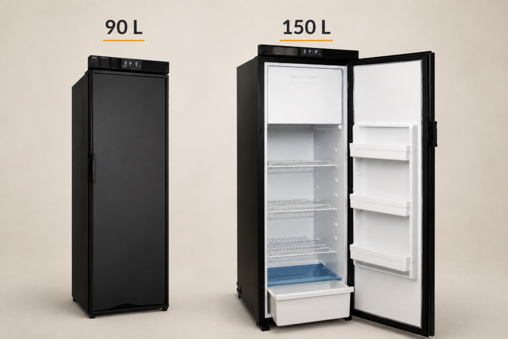 Neveras de compresor de 90 y 150 litros como alternativas para una autocaravana.